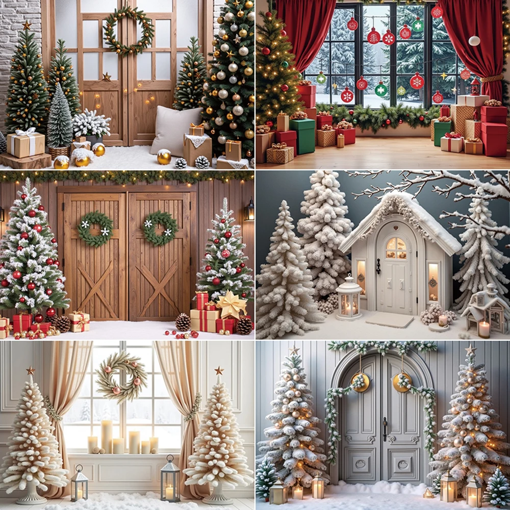 

MOON.QG 2025 Christmas Background Photography Window Xmas Tree New Year Photocall Backdrop Children Photo Studio Photozone Props