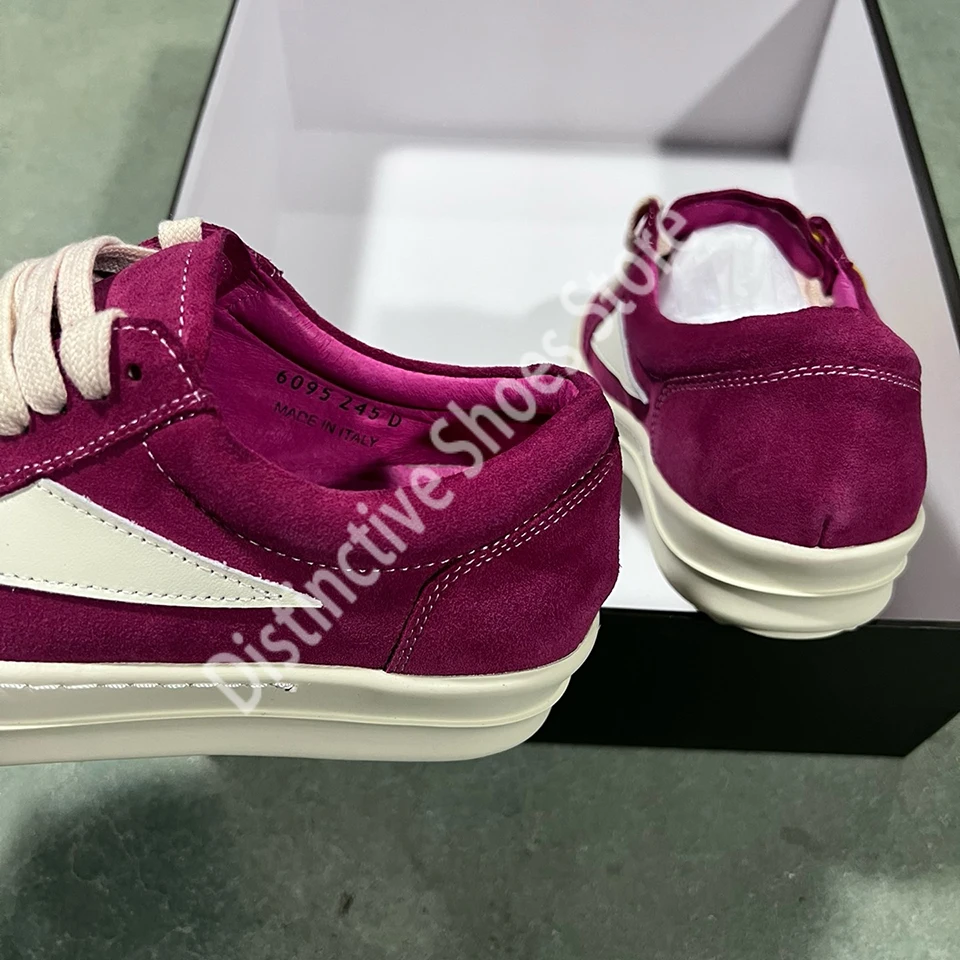 Red Suede Leather Men Classic Low-top Sneakers Thick Sole Lace Up Casual Women Shoes Street Retro Sneakers Flat Couple Shoes
