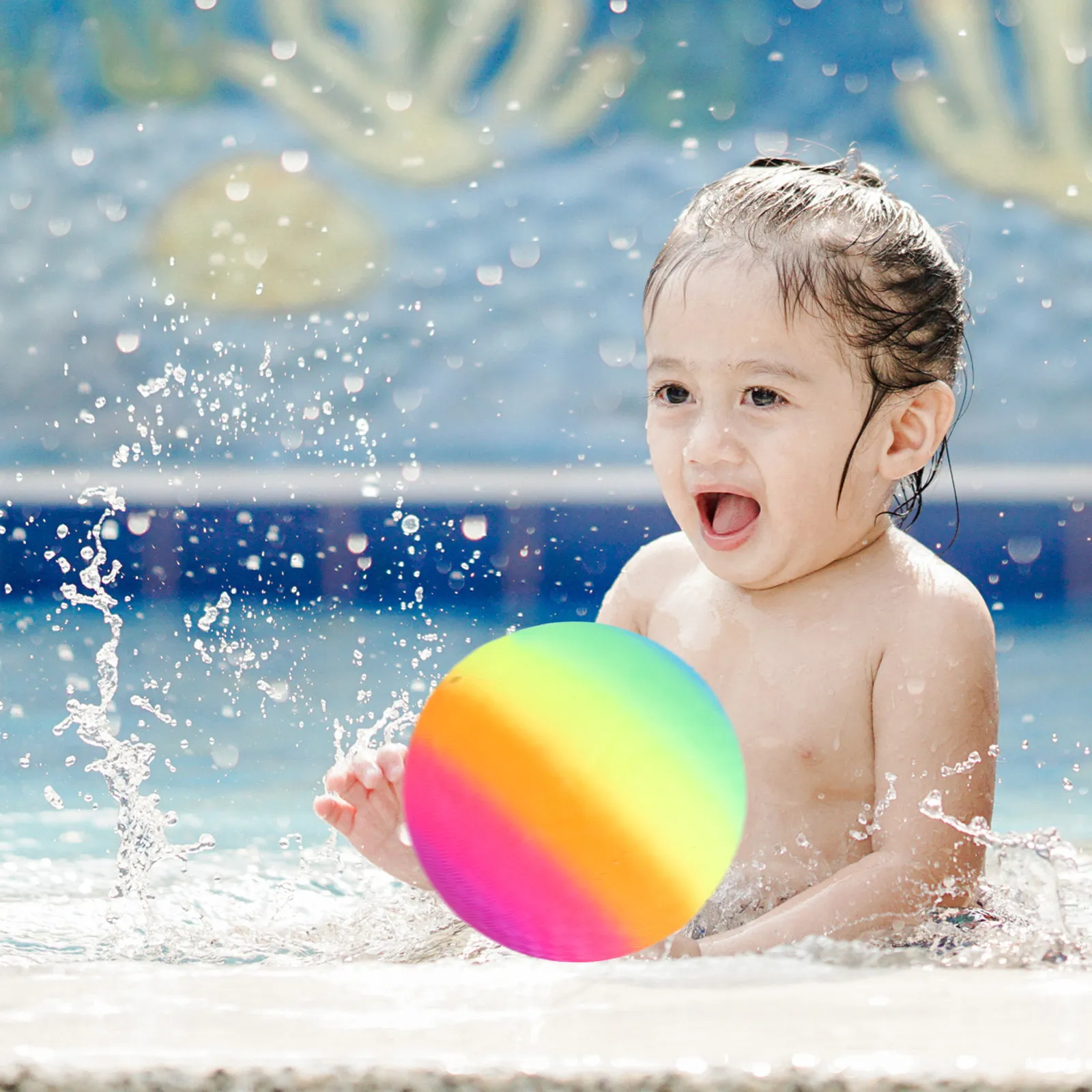 bola-de-praia-inflavel-arco-Iris-colorida-material-pvc-premium-e-espesso-projetada-para-diversao-duradoura-ao-ar-livre-em-festas-na-praia-e-na-piscina