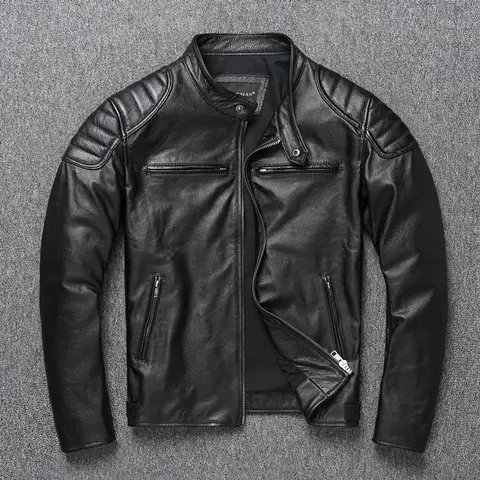 2025 New Leather Jacket Top Layer 100% Cowhide Leather Clothes Men's Stand Collar Motorcycle Clothes  Autumn Winter Plus Size