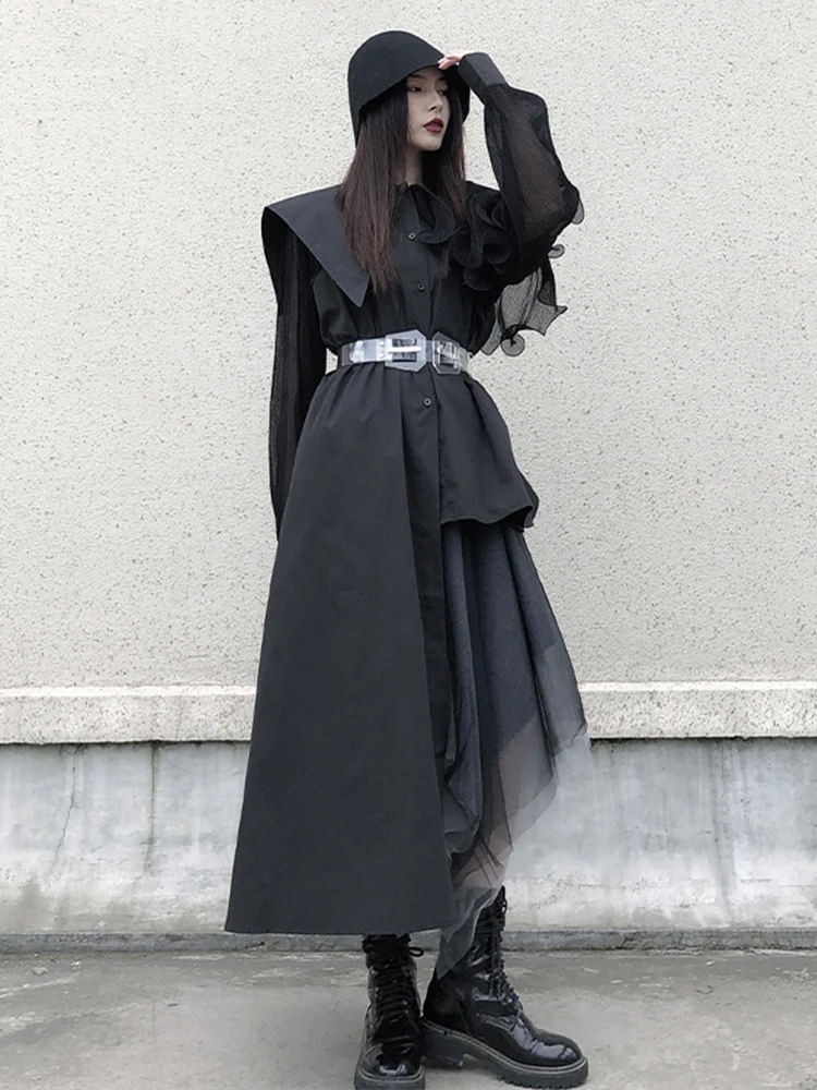 

Женская блузка с длинным рукавом, плиссированная, с асимметричным кроем, свободного кроя, из хлопка, однотонная, для делового стиля и повседневной носки