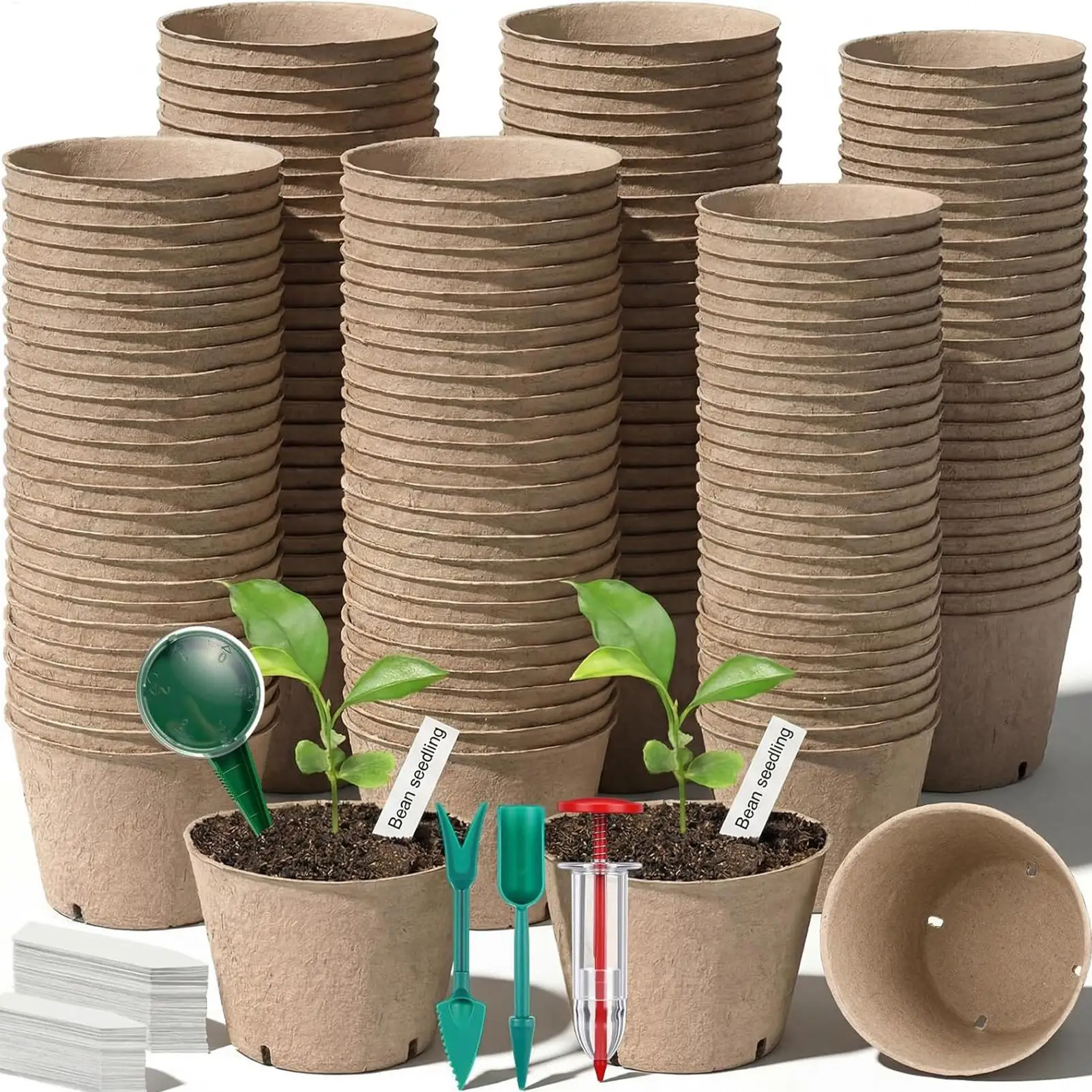 

150 шт. дышащих горшков для рассады с этикетками, садовые стаканчики для рассады, горшки для посадки для использования в помещении, на улице, на балконе, в теплице