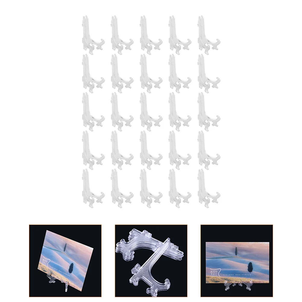 

25Pcs Display Rack Clear Plastic Foldable Easel Holder Stand for Plates Pictures Cards Home Kitchen Decoration Display