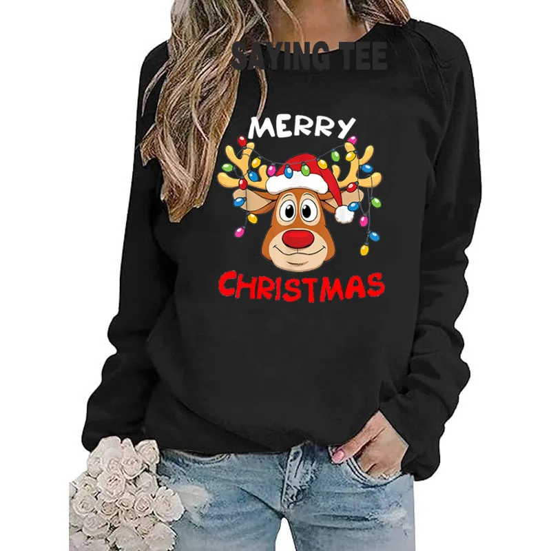 Frohe Weihnachten Rentier Weihnachten Familie Männer Frauen Pullower Sweatshirt niedlichen Langarm T-Shirt Mode Baumwolle Pullover Weihnachts kostüm – Detail 9