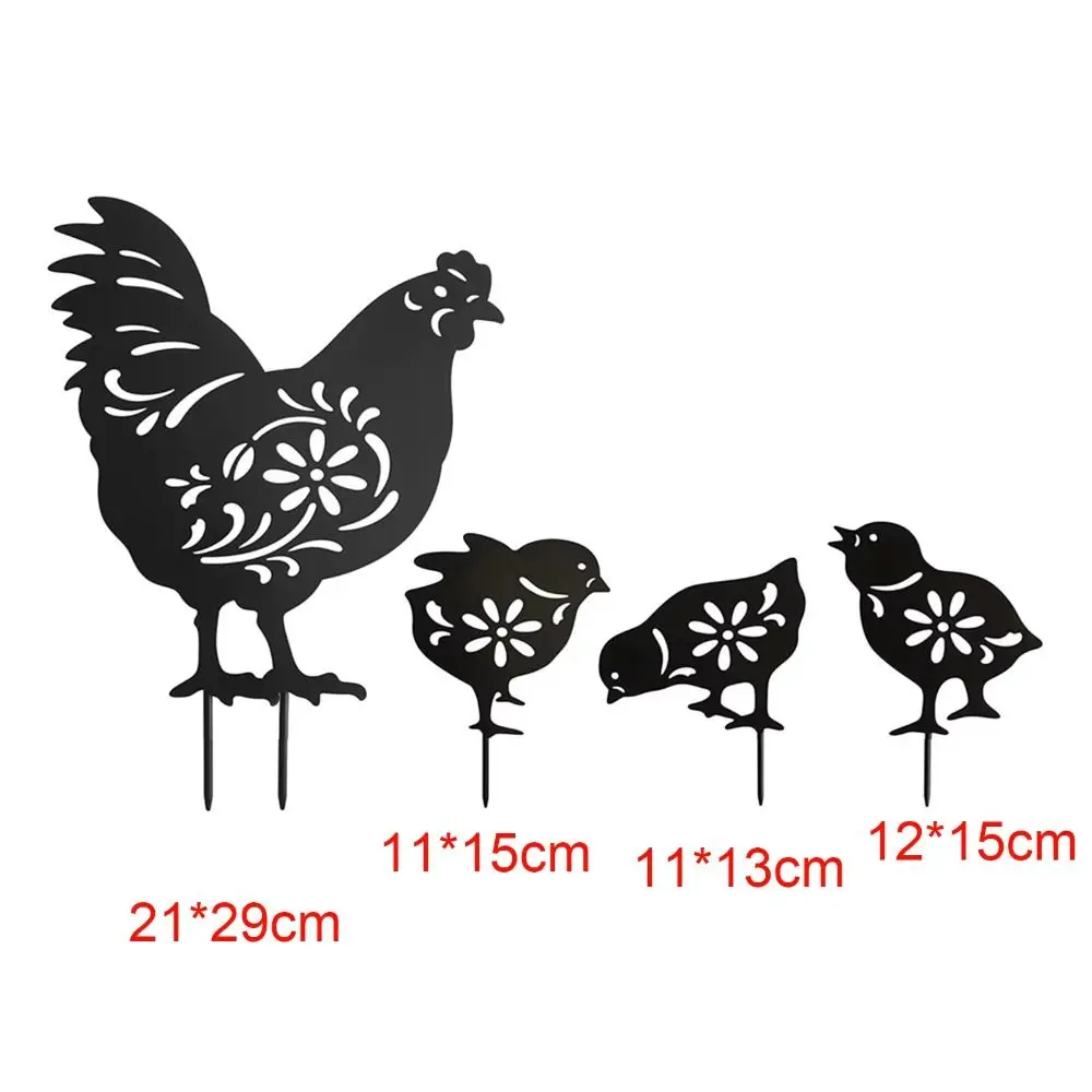 아크릴 닭 조각 말뚝 인형, 정원 수탉, 조각상 마당 잔디, 실물 같은 뒷마당 장식, 4 개 신제품