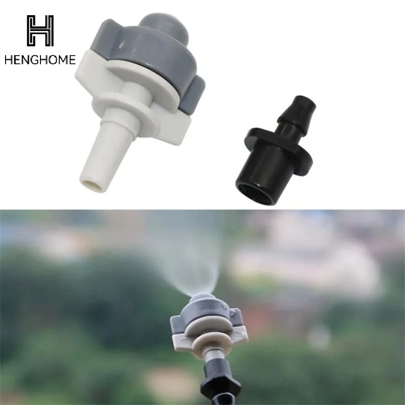 10pcs 1/4 Inch Light Green Mist Spray Nozzle With Connector For Garden Greenhouse Watering Cooling