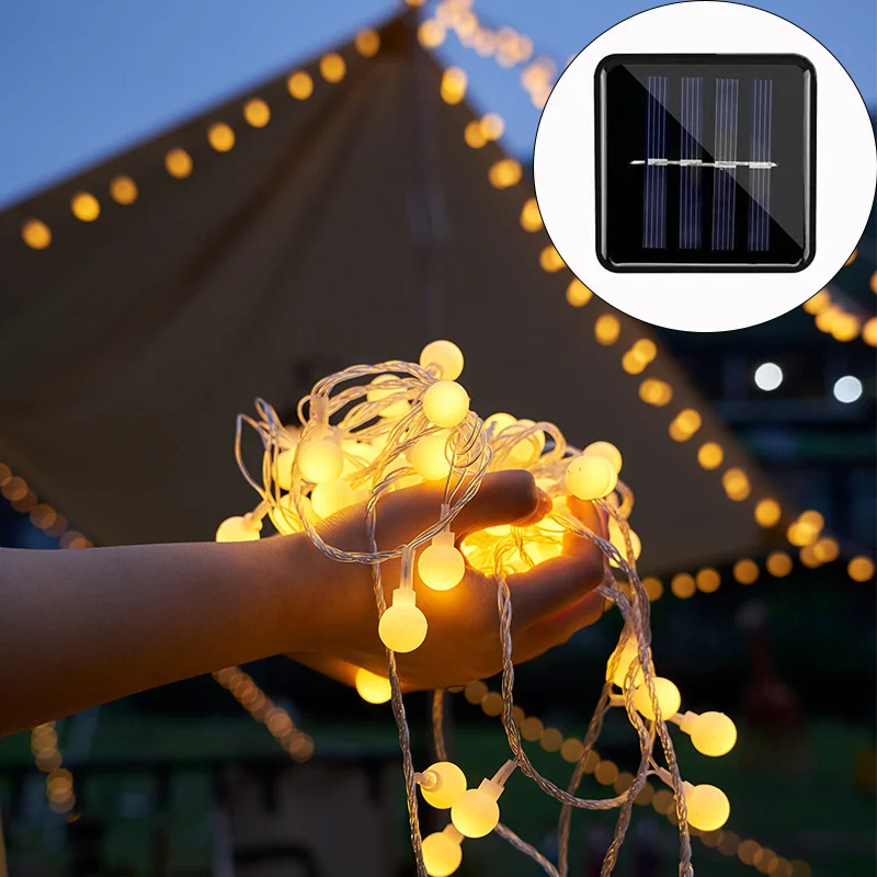 Guirnalda de luces Led solares para interior y exterior, bolas para guirnalda de fiesta, boda, árbol de Navidad, decoración de jardín, 200