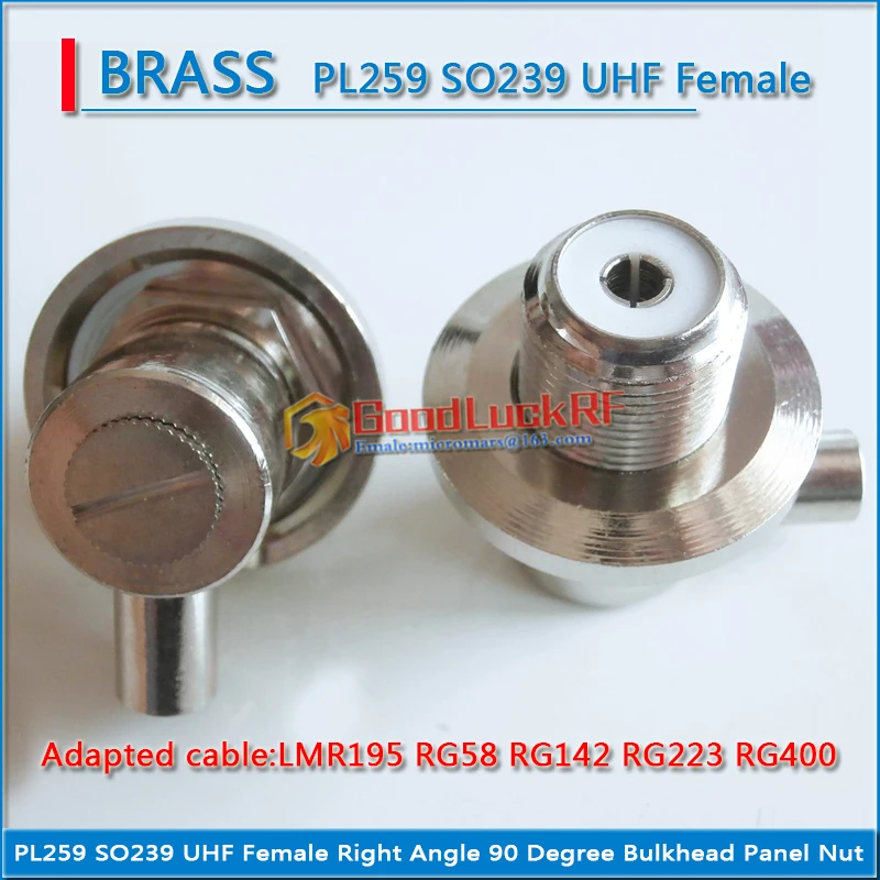 Pl259 So239 Uhf Vrouw 90 Graden Haaks Schotpaneel Klem Soldeer Rg58 Rg142 Rg223 Rg400 Mr195 Kabel Messing Rf Connector
