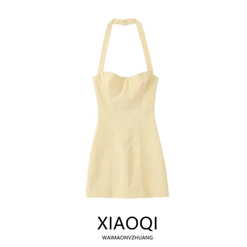 صيف 2025 فستان رومبير نسائي جديد بتصميم متعدد الاستخدامات ورقبة مميزة 632، أسلوب مناسب للتنقل، بدون أكمام، مصنوع من مواد ...