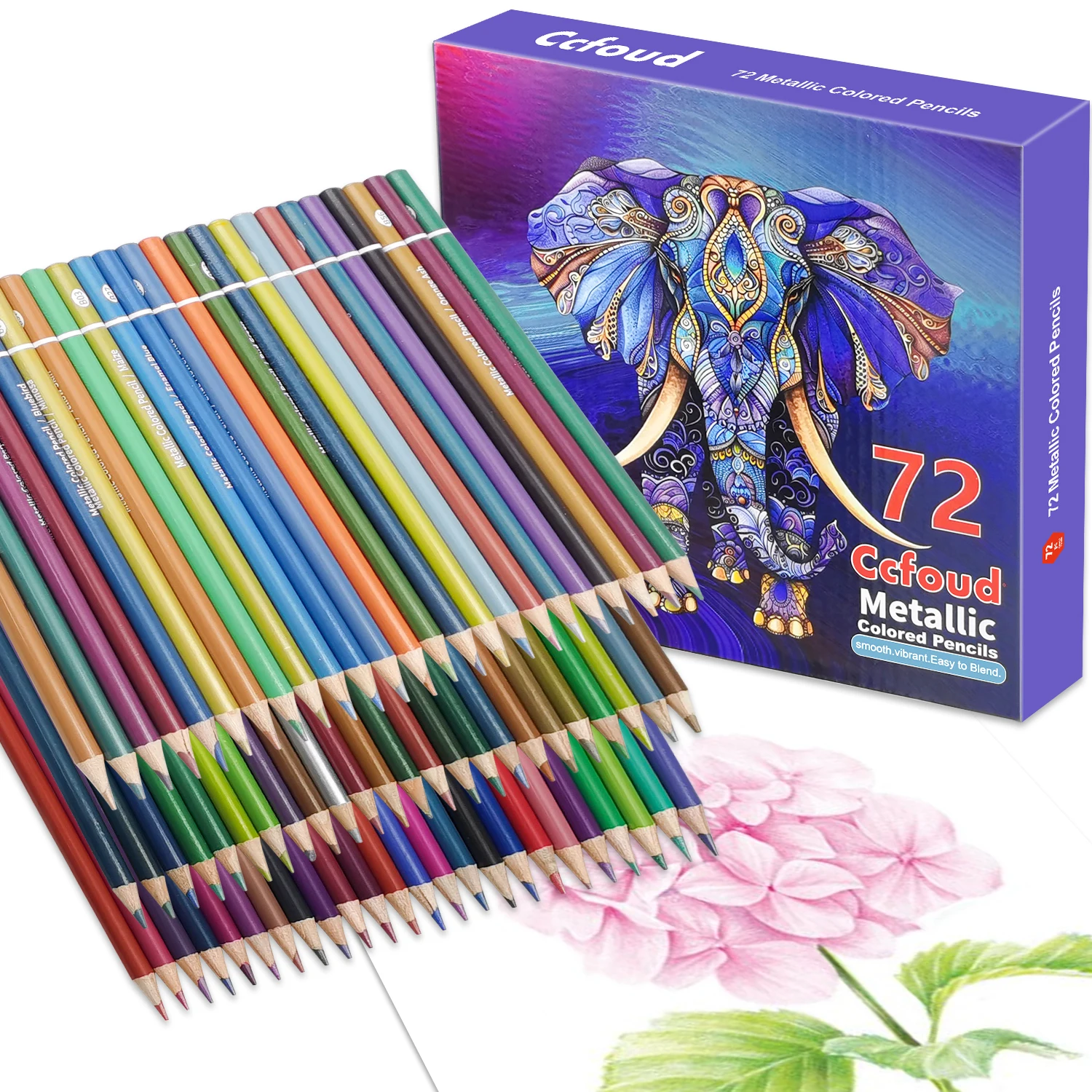 Ccfoud 72 Count Metallic Colored Pencils for Adult Coloring Books, Soft Core,Ideal for Drawing Blending Shading,Color Pencils Se