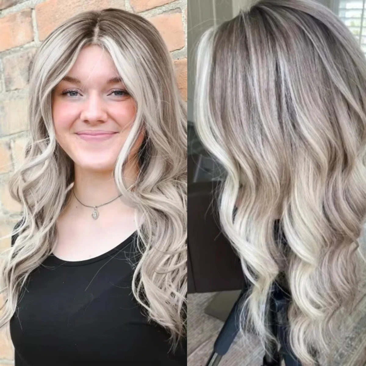 

Natural Body Wave Wig Female Platinum Hihlight Ash Blonde Synthetic Lace Front Wig Heat Friendly Synthetic Fibre Daily Used