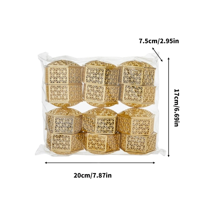 12Pcs Plastic Boxes with Lid Hollow Wedding Candy Storage Container for Party Stylish Dessert Packaging Cases image 4