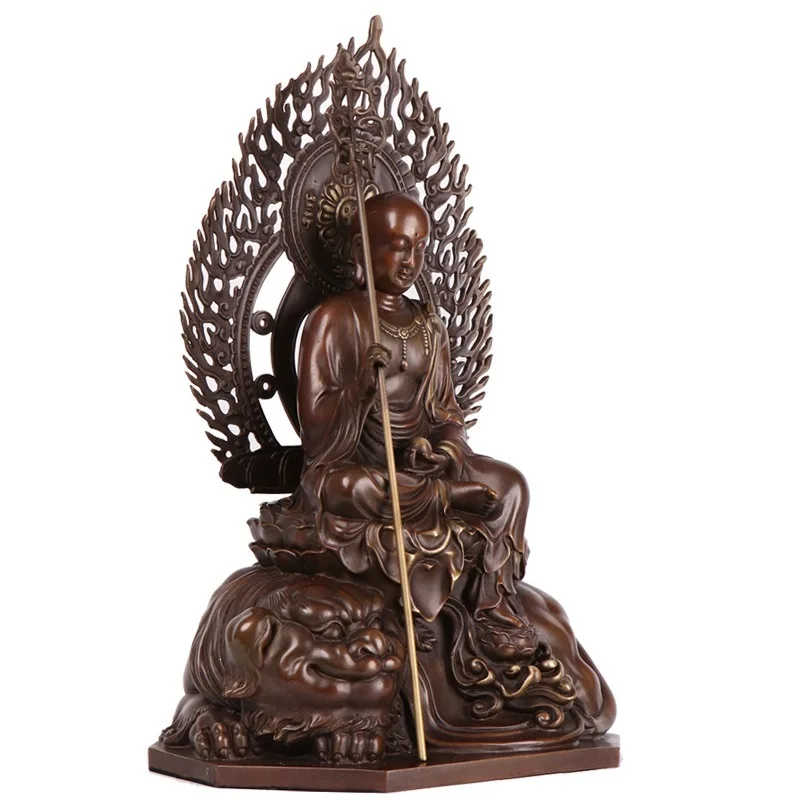 statue, a copper handicraft depicting the Ksitigarbha Bodhisattva seated on a mount.Wholesale co