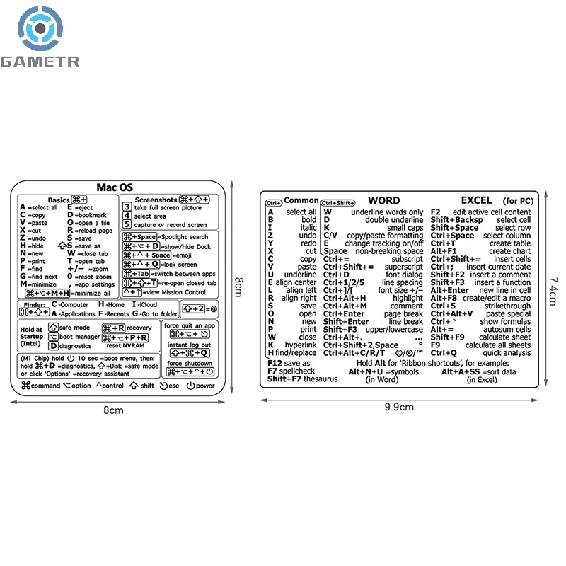 Autocollant adhésif de raccourci de clavier de référence d'ordinateur, PC Windows, ordinateur portable, ordinateur de bureau, Macbook, ensemble de 30 pièces