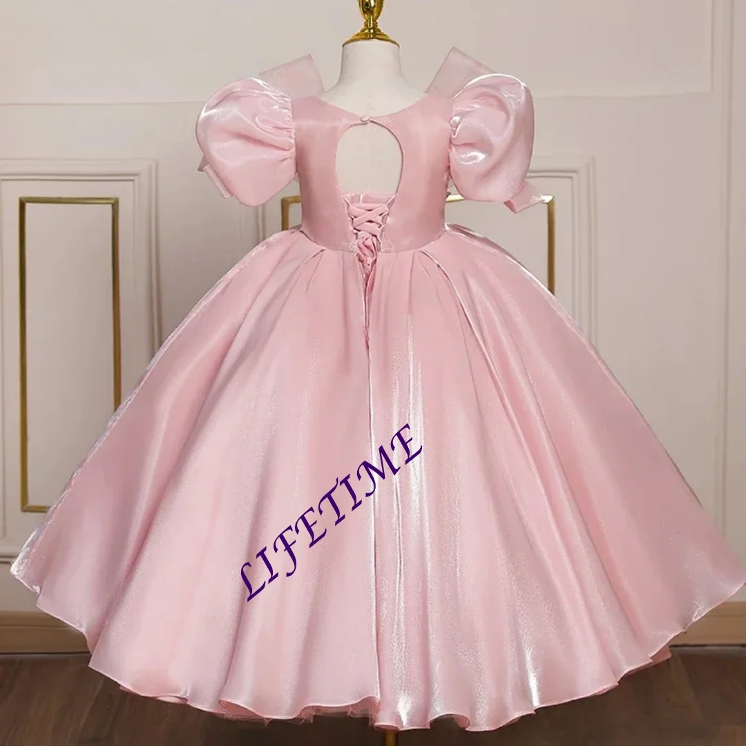 Aangepaste bloem gezwollen jurk voor meisjes kinderen optocht jurken kinderen eerste communie vestidos tieners bruiloften bruidsmeisje gewaad