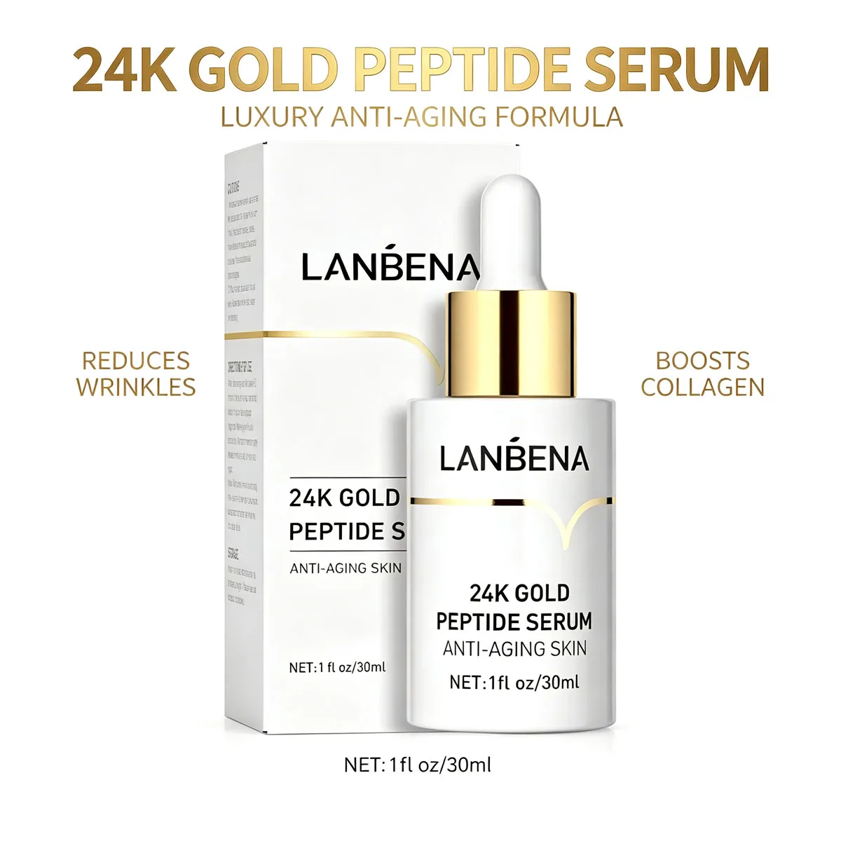 LANBENA Bestseller 24K Gold Peptid Serum zur Entfernung dunkler Flecken und Hautstraffung – Detail 2
