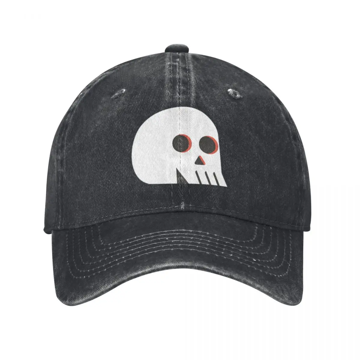 Halloween White Skull Baseball Caps Vintage Denim Washed Headwear Unisex Style Outdoor Running Hats