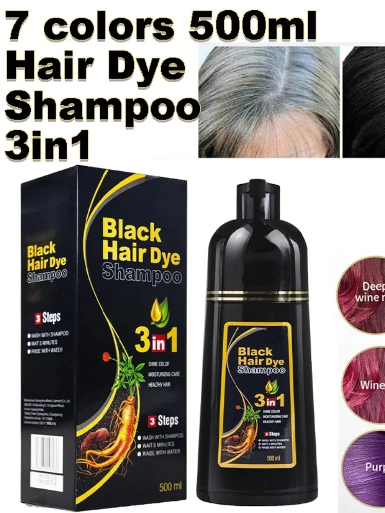 Zwarte haarverfshampoo 3-in-1 snelle instant kleurshampoo Grijs witte dekking Natuurlijke plantaardige snelle kleurstof Langdurige kleurstofshampoo - afbeelding 2