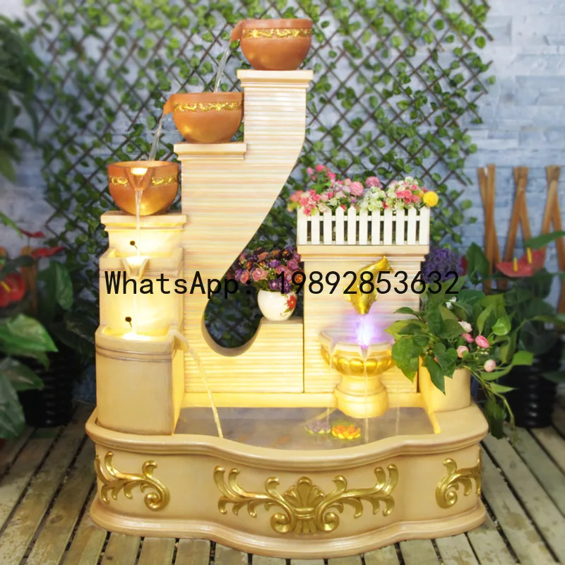 ZK Fountain Water Flow Ornament Living Room Wealth-Attracting Fish Pond Floor-standing Courtyard Water Landscape Home Decoration