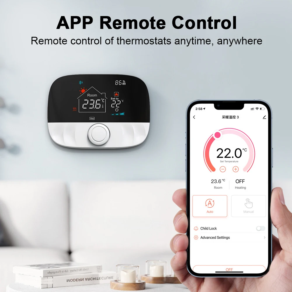 Termostato Tuya Smart WiFi, controlador de temperatura, sem fio, RF433, água, gás, caldeira, aquecimento de piso, funciona com o Google Home, Alexa