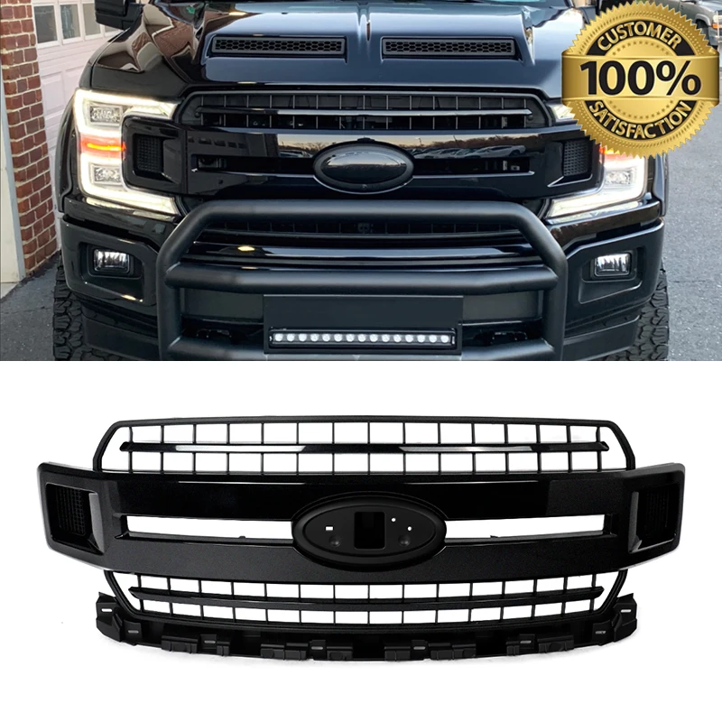 

Front Grill Assembly Modified For Ford F-150 F150 XL XLT 2018 2019 2020 Front Bumper Upper Racing Grilles Agate Black UM/M7414