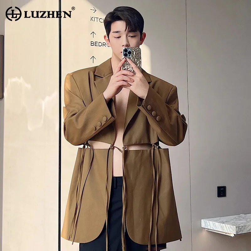 LUZHEN Drawstring Design Trendy Suit Jackets Multifunctional Handsome Original New Men's Fashion Personality Blazers Coat LZ6240