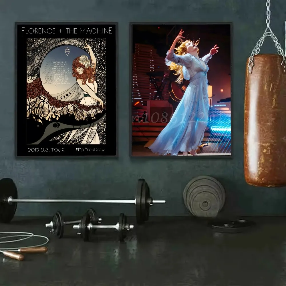 مغني البوب فلورنسا وآلة الموسيقى المشارك ذاتية اللصق الفن ورقة مقاومة للماء ملصق مقهى بار غرفة جدار ديكور