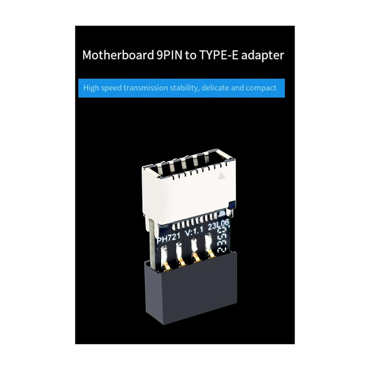 A74Z 5Pcs Mainboard USB 2.0 9-Pin to Type-E 20-Pin Connector Adapter High-Speed USB Header Converter for Enhanced PC