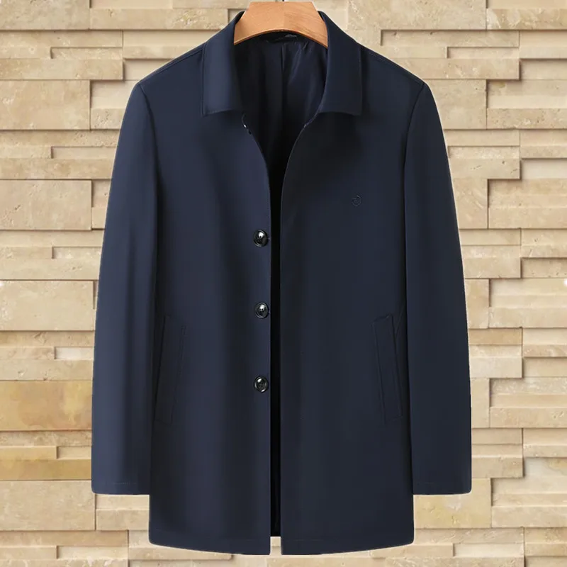 

Мужская повседневная куртка-ветровка больших размеров с воротником на пуговицах, для бизнеса и отдыха, осенне-весенняя, модная одежда для мужчин, больших размеров