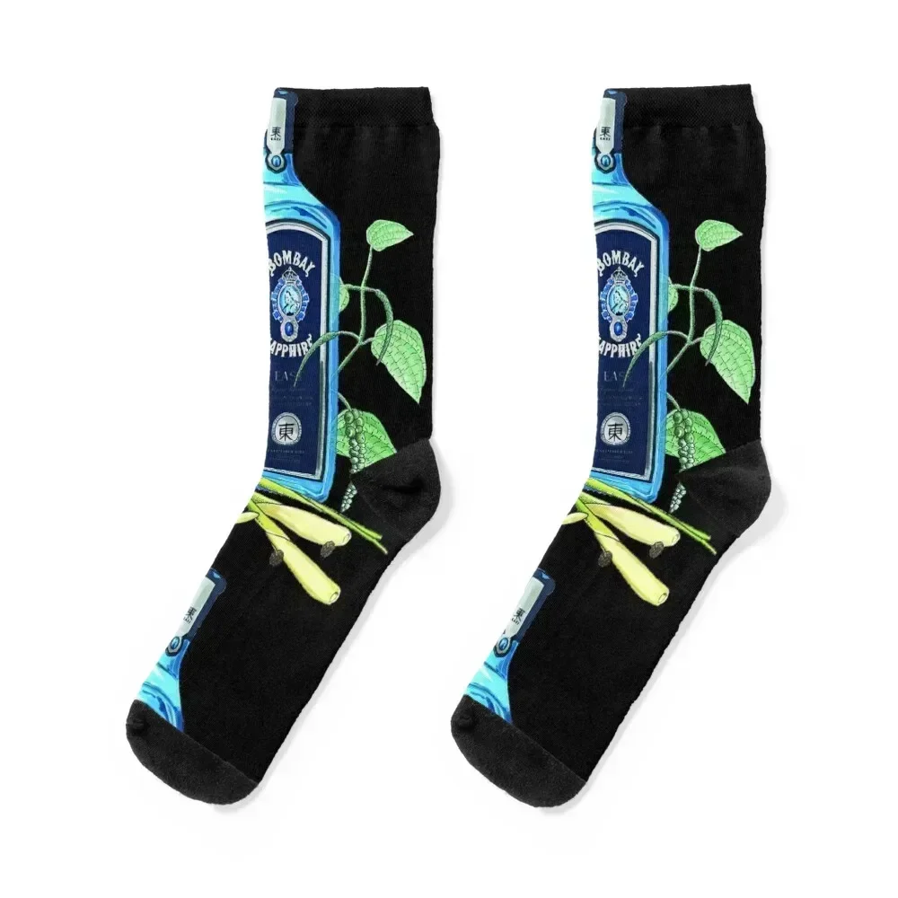 

Gin Bombay illustration Socks cotton Sports christmas stocking anti-slip Boy Socks Women's
