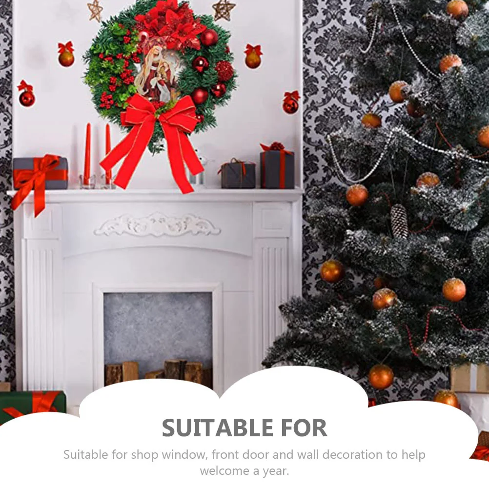 

1pc Christmas Wreath Door Garlands Artificial Flower Berries Hanging Decor Wall Pendant For Window Festival Decoration Xmas