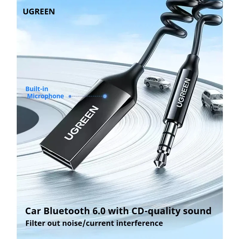 Car Bluetooth Aux Receiver Usb‑Powered 3.5mm Lossless Audio Adapter For Car Stereo System Support Hands‑Free Calling & Music