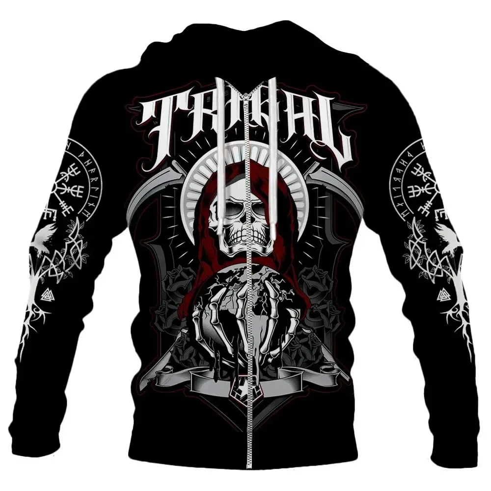 Cool Gothic Skull 3d Print Fashion Men Women Hoodie Universal Oversized Casual Street Trend Harajuku Sweatshirt Y2K