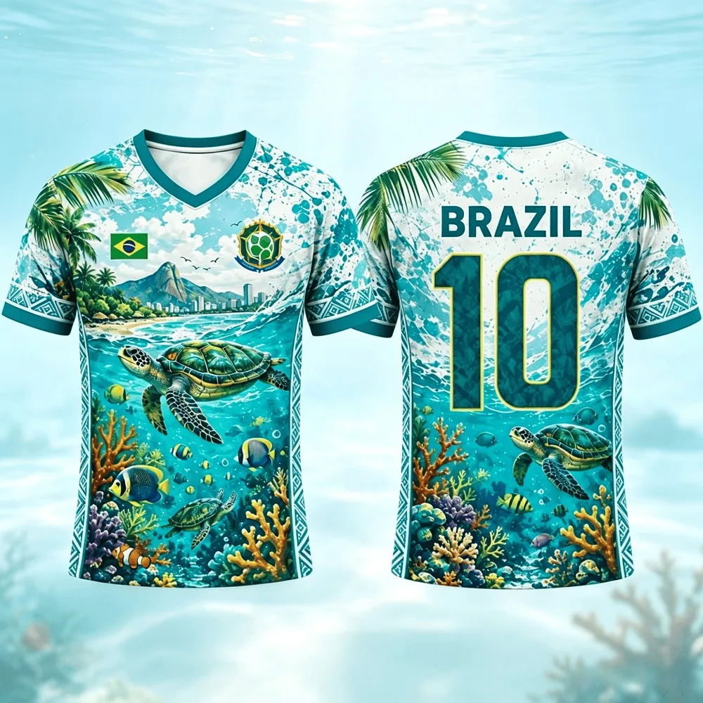 Ocean Sea Turtle Coral Fish Print Men T‑Shirt Summer Beach Casual Short Sleeve Novelty Streetwear Tops
