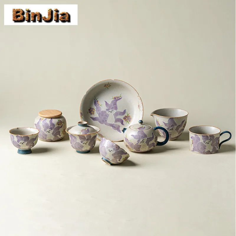 120ml Hand-painted Nine-tailed Fox Gaiwan Retro Tea Tureen Tea Bowl With Lid Kit Tea Maker Cover Bowl Chinese Tea Set Ornaments