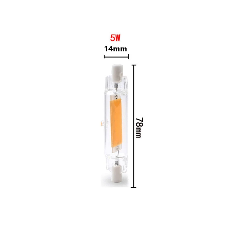 Ampoule LED COB à tube de verre R7S, 78mm, 118mm, haute puissance, 5 W, 10 W, 20W, lampe de maïs R7S, remplacer la lumière halogène, AC 110V, 220V