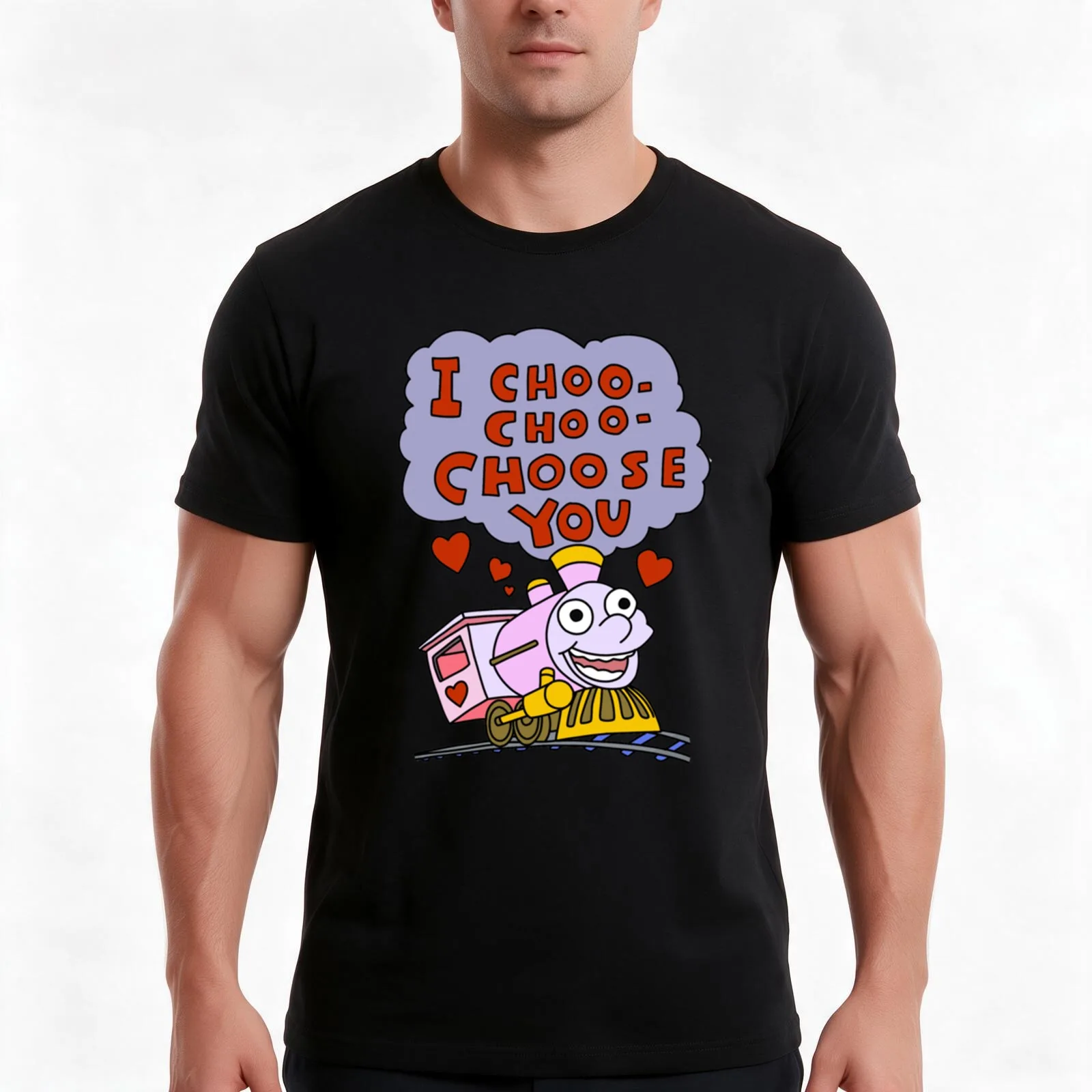 I Choo Choo Choose You T-Shirt, Summer Casual Cotton Tee, Oversized Streetwear Tops, Vintage Graphic Print, Unisex Men Women