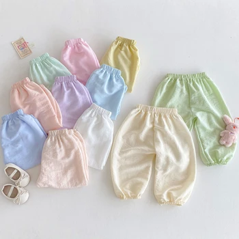 Solid Color New Baby Girls Bloomers Summer Clothing Thin Loose Fashion Children's Casual Trousers Kids Anti Mosquito Pants 1-6Y