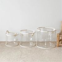 3Pcs Waterproof PVC Toys Storage Bags Space Saving Round/Square Clear Clothes Organizer Folding Transparent Sundries Storage Box