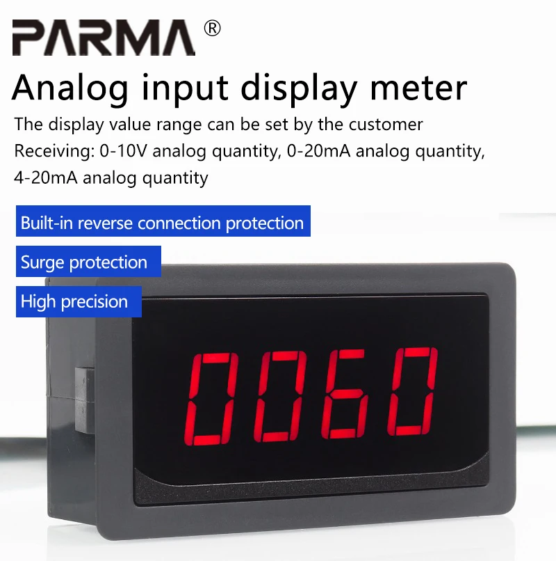 4-20mA current, 0-20mA current, 0-10V voltage analog quantity input display meter, digital display meter