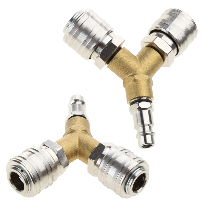 Industrial Grade Compressed Air Distributor Reliable Alloy Connector for Air Tools Two Couplings for Enhanced Efficiency