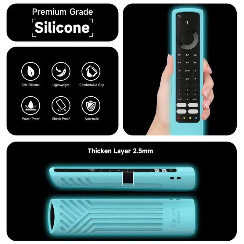 Protective Silicone Case forXiaomi TV F2 Fire Remote Shockproof Cover Sleeve with Lanyard Remote Control Protector Shell