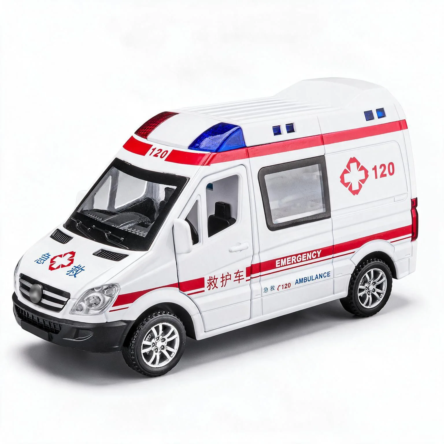 1:32 Ambulance Alloy Car Model Pull Back Sound and Light Clinic Set Life Education Car Alloy diacast cast car model rebound toy