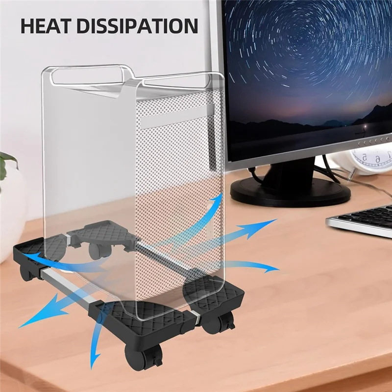 

GW-Tower Stand,Adjustable Mobile CPU Stand,CPU Holder PC Tower Stand With Rolling Caster Wheels, Pc Floor Riser Stand White Dura