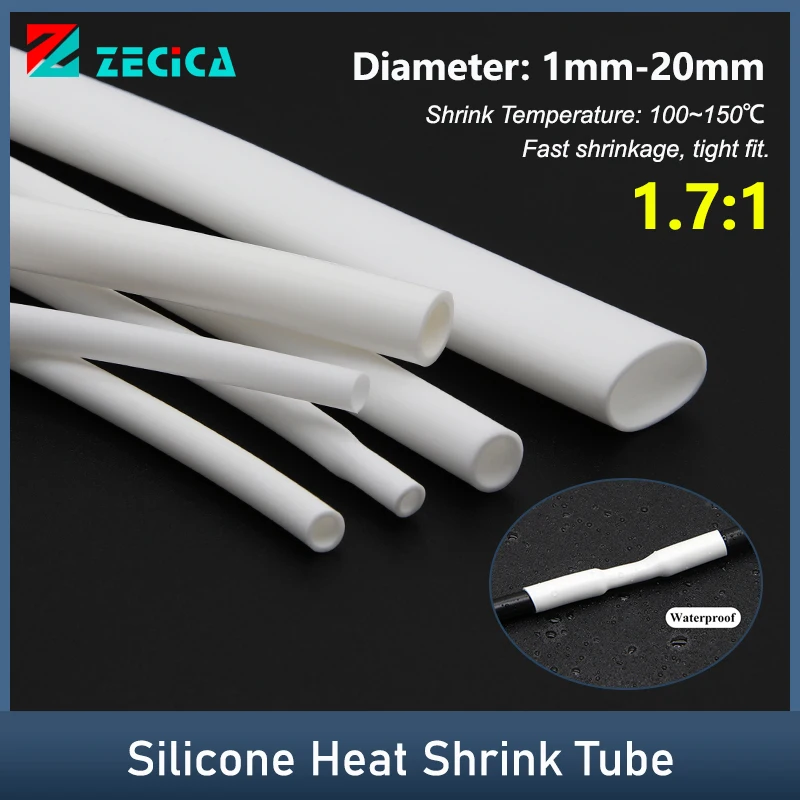 1/3/5/10M White Silicone Heat Shrink Tube 1mm~20mm Insulated DIY Wire Protector Wrap Sheath Case Heat Shrinkable Cable Sleeve