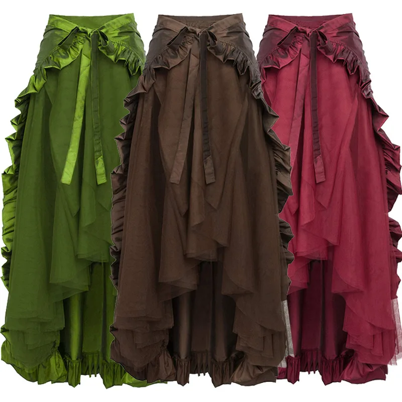 

2025 European and American New Women's Retro Gothic Large Irregular Umbilical Half Length Skirt Dance Skirt