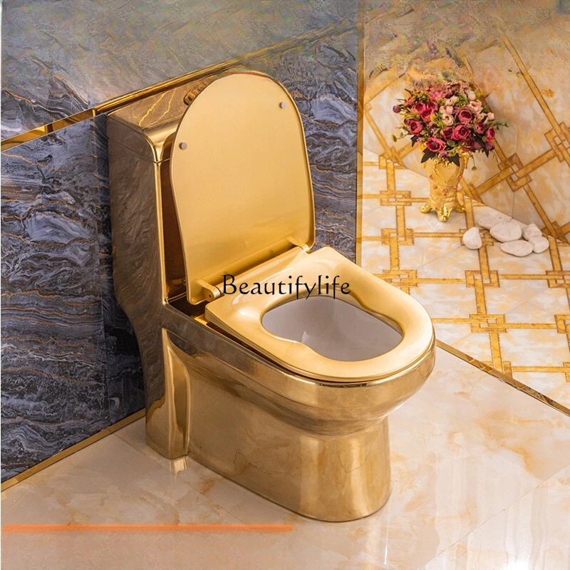 

European light luxury gold toilet household flush toilet