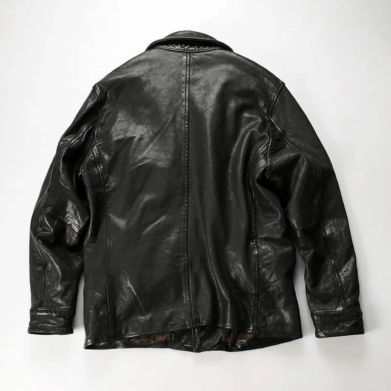 A fully vegetable-tanned leather for men's motorcycle workwear