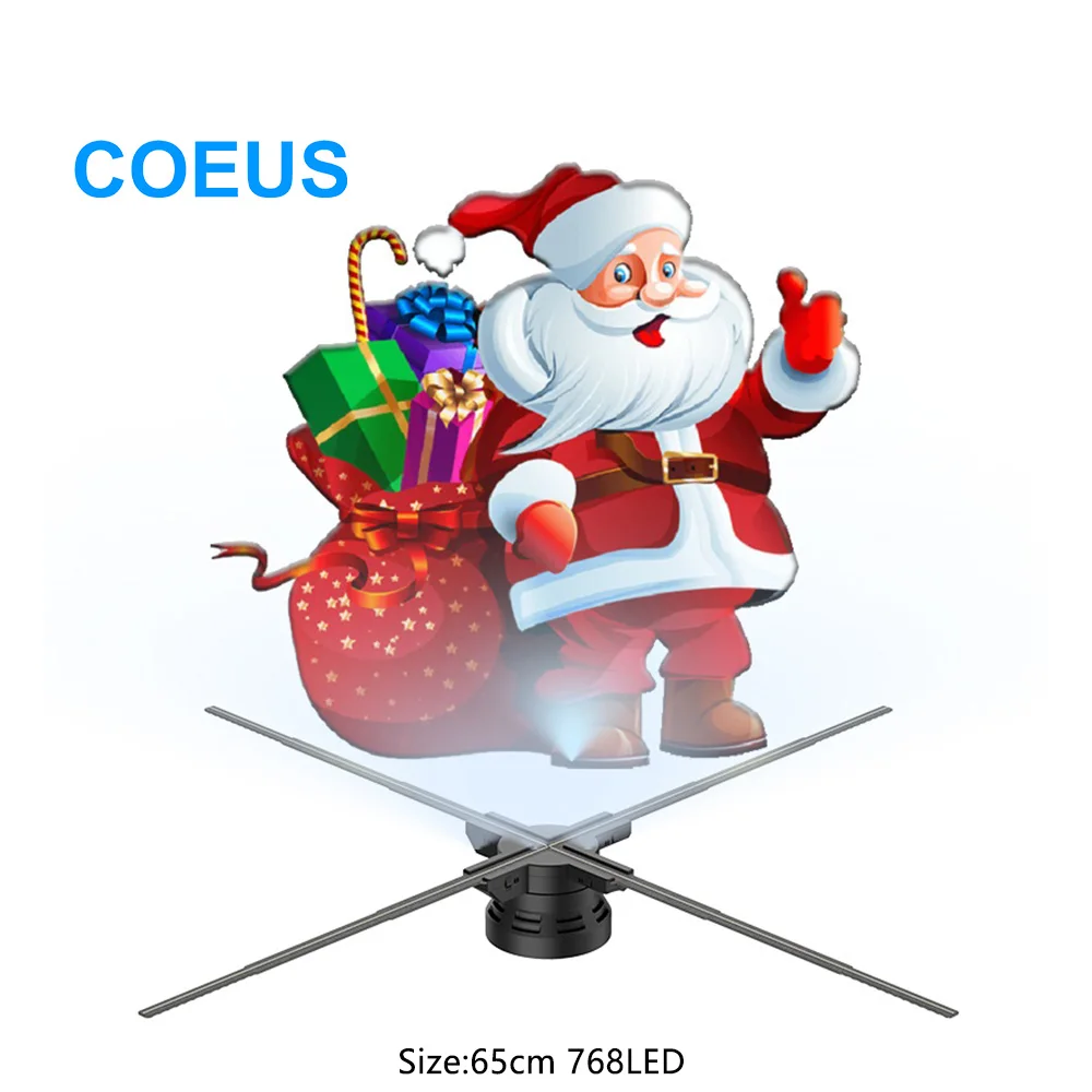 

COEUS 4 Blades 3D Holographic LED Advertising Fan 65CM 768 LED Projector Display Machine For Outdoor Education Use