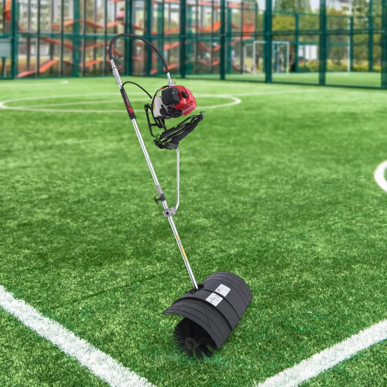 Barredora de escoba con mochila a gas de 2 tiempos de 52 cc, barredora de mano para exteriores de 2,3 HP, escoba para barrer nieve con varilla de transmisión